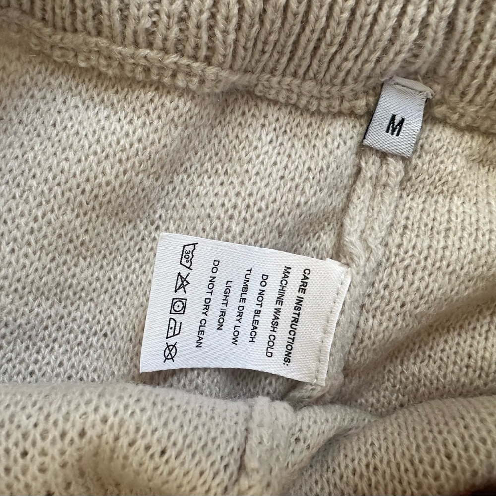 Waffle Knit Henley Lounge Set Oatmeal Beige Medium Cozy Knit (Everlane like) - Picture 10 of 15